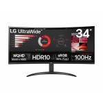 Liektais Monitors LG LCD 34" 3440x1440 WQHD VA, 100Hz 5 ms, 2xHDMI, DP, melns